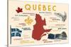 Quebec, Canada - Typography and Icons-Lantern Press-Stretched Canvas