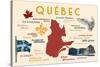 Quebec, Canada - Typography and Icons-Lantern Press-Stretched Canvas