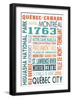 Quebec, Canada - Typography-Lantern Press-Framed Art Print