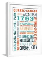 Quebec, Canada - Typography-Lantern Press-Framed Art Print