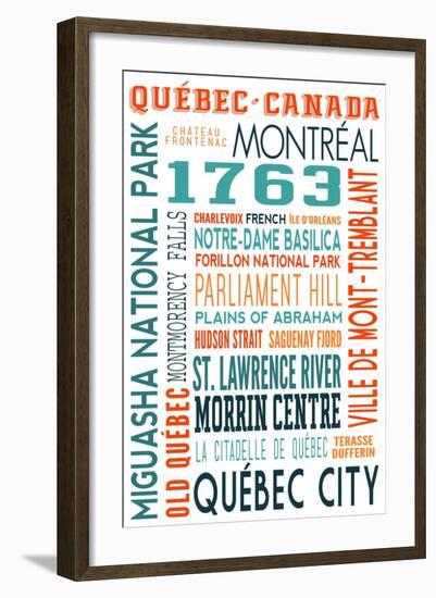 Quebec, Canada - Typography-Lantern Press-Framed Art Print