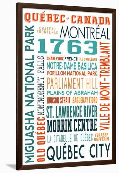 Quebec, Canada - Typography-Lantern Press-Framed Art Print