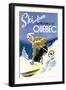 Quebec, Canada - Woman Skiing-Lantern Press-Framed Art Print