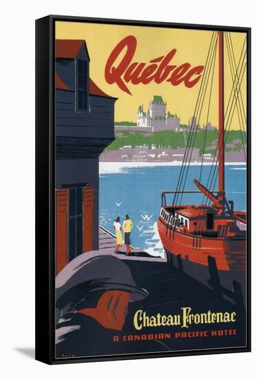 Quebec Chateau Frontenac-Vintage Apple Collection-Framed Stretched Canvas