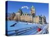 Quebec City in Winter, Traditional Slide Decent-Vlad G-Stretched Canvas