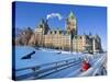 Quebec City in Winter, Traditional Slide Decent-Vlad G-Stretched Canvas