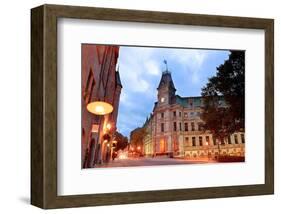 Quebec City Old Street at Dusk-null-Framed Art Print