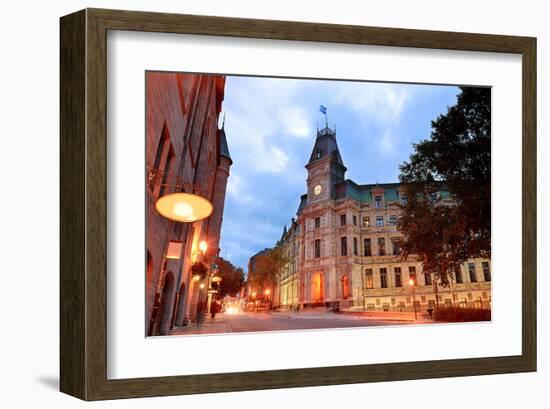 Quebec City Old Street at Dusk-null-Framed Art Print