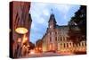 Quebec City Old Street at Dusk-null-Stretched Canvas