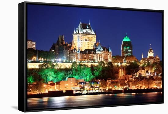 Quebec City Skyline at Dusk over River Viewed from Levis.-Songquan Deng-Framed Stretched Canvas