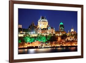 Quebec City Skyline at Dusk over River Viewed from Levis.-Songquan Deng-Framed Photographic Print