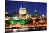 Quebec City Skyline at Dusk over River Viewed from Levis.-Songquan Deng-Mounted Photographic Print