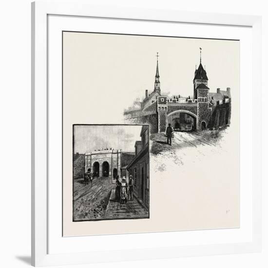 Quebec, St. John's Gate (Left); Kent Gate (Right), Canada, Nineteenth Century-null-Framed Giclee Print