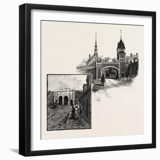 Quebec, St. John's Gate (Left); Kent Gate (Right), Canada, Nineteenth Century-null-Framed Giclee Print