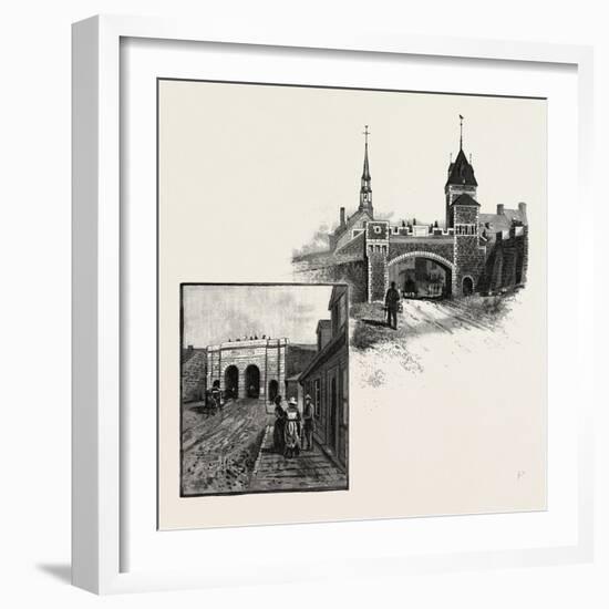 Quebec, St. John's Gate (Left); Kent Gate (Right), Canada, Nineteenth Century-null-Framed Giclee Print