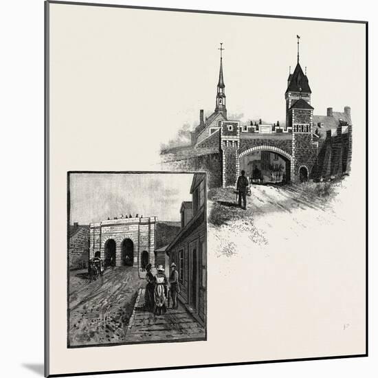 Quebec, St. John's Gate (Left); Kent Gate (Right), Canada, Nineteenth Century-null-Mounted Giclee Print