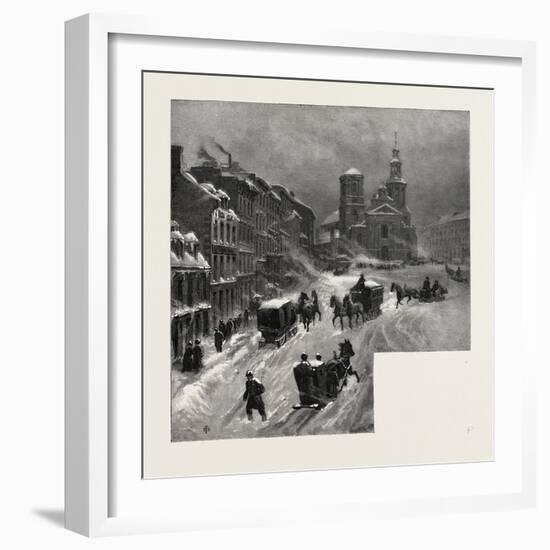 Quebec, the Basilica, from Fabrique Street, Canada, Nineteenth Century-null-Framed Giclee Print