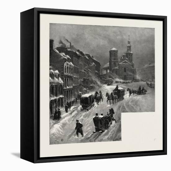 Quebec, the Basilica, from Fabrique Street, Canada, Nineteenth Century-null-Framed Stretched Canvas