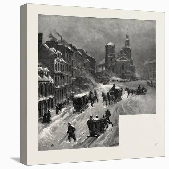 Quebec, the Basilica, from Fabrique Street, Canada, Nineteenth Century-null-Stretched Canvas