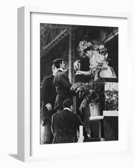Queen Alexandra Handing a Special Cup to Dorando to Commemorate His Great Effort to Win the…-Thomas E. & Horace Grant-Framed Photographic Print