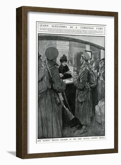 Queen Alexandra Serving at London Bridge Buffet, WW1-W. Hatherell-Framed Art Print