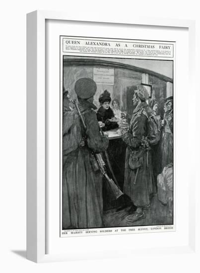 Queen Alexandra Serving at London Bridge Buffet, WW1-W. Hatherell-Framed Art Print