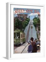 Queen Anne Hill Counterbalance - Seattle, Washington-Lantern Press-Framed Art Print