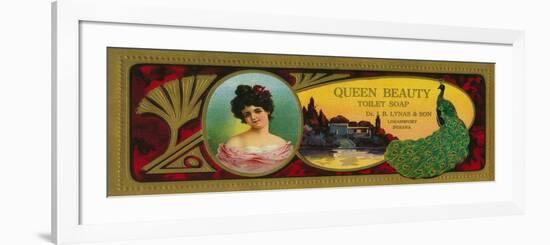 Queen Beauty Soap Label - Logansport, IN-Lantern Press-Framed Art Print