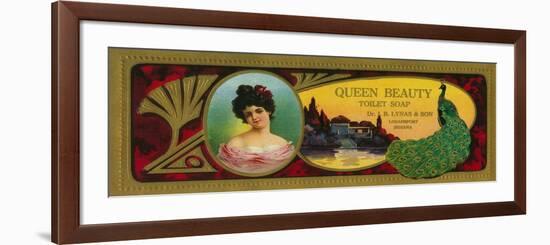 Queen Beauty Soap Label - Logansport, IN-Lantern Press-Framed Art Print