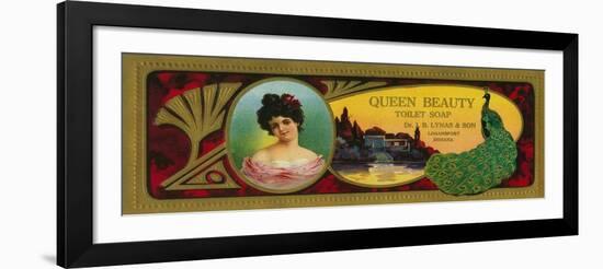 Queen Beauty Soap Label - Logansport, IN-Lantern Press-Framed Art Print