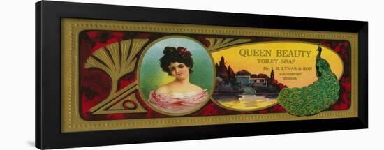 Queen Beauty Soap Label - Logansport, IN-Lantern Press-Framed Art Print