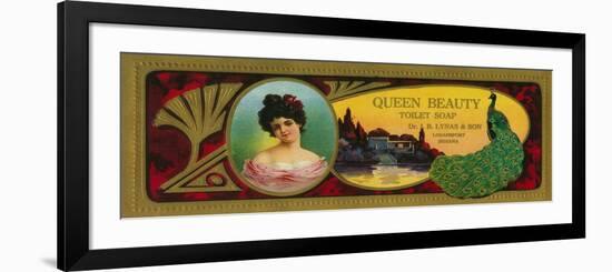 Queen Beauty Soap Label - Logansport, IN-Lantern Press-Framed Premium Giclee Print