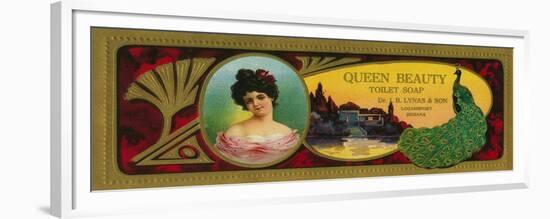 Queen Beauty Soap Label - Logansport, IN-Lantern Press-Framed Premium Giclee Print