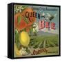 Queen Bee Brand - Corona, California - Citrus Crate Label-Lantern Press-Framed Stretched Canvas