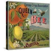 Queen Bee Brand - Corona, California - Citrus Crate Label-Lantern Press-Stretched Canvas