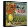 Queen Bee Brand - Corona, California - Citrus Crate Label-Lantern Press-Framed Stretched Canvas