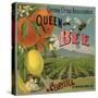 Queen Bee Brand - Corona, California - Citrus Crate Label-Lantern Press-Stretched Canvas