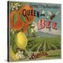 Queen Bee Brand - Corona, California - Citrus Crate Label-Lantern Press-Stretched Canvas