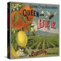 Queen Bee Brand - Corona, California - Citrus Crate Label-Lantern Press-Stretched Canvas