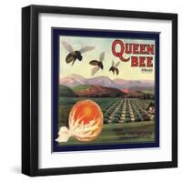 Queen Bee Brand - Corona, California - Citrus Crate Label-Lantern Press-Framed Art Print