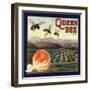 Queen Bee Brand - Corona, California - Citrus Crate Label-Lantern Press-Framed Art Print