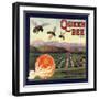 Queen Bee Brand - Corona, California - Citrus Crate Label-Lantern Press-Framed Art Print