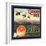 Queen Bee Brand - Corona, California - Citrus Crate Label-Lantern Press-Framed Art Print