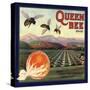 Queen Bee Brand - Corona, California - Citrus Crate Label-Lantern Press-Stretched Canvas