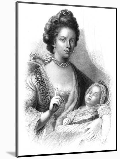 Queen Charlotte (1744-181) with the Future King George IV (1762-183), 19th Century-Henry Adlard-Mounted Giclee Print