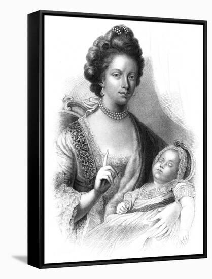 Queen Charlotte (1744-181) with the Future King George IV (1762-183), 19th Century-Henry Adlard-Framed Stretched Canvas