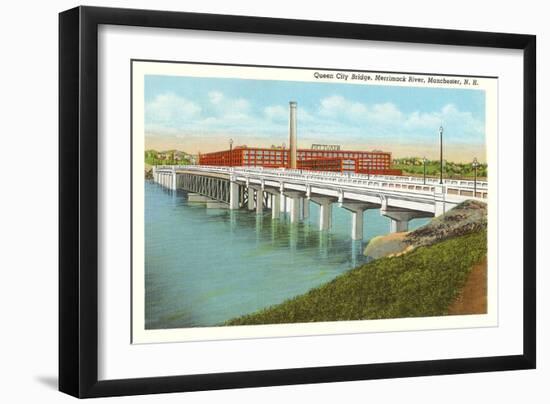 Queen City Bridge, Merrimack River, Manchester, New Hampshire-null-Framed Art Print