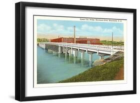 Queen City Bridge, Merrimack River, Manchester, New Hampshire-null-Framed Art Print