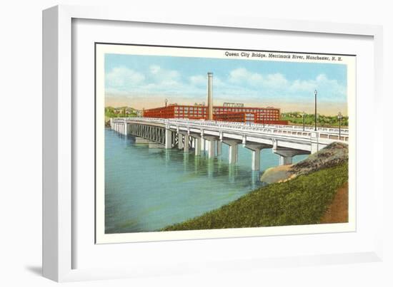 Queen City Bridge, Merrimack River, Manchester, New Hampshire-null-Framed Art Print