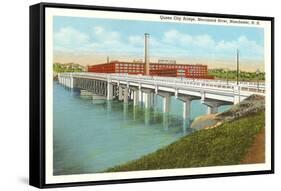 Queen City Bridge, Merrimack River, Manchester, New Hampshire-null-Framed Stretched Canvas